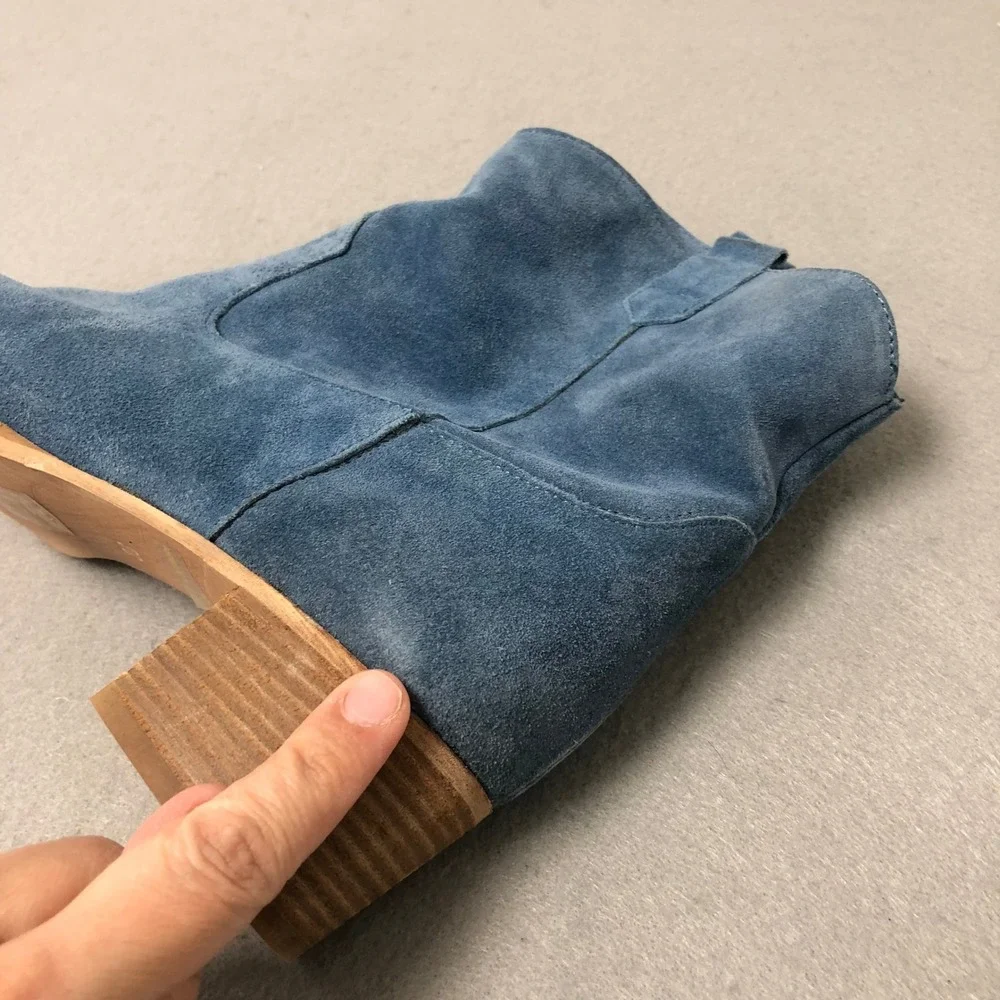 Sundance Suede Ankle Boots Women 38 Blue Western Stacked‎ Block Heel Albania